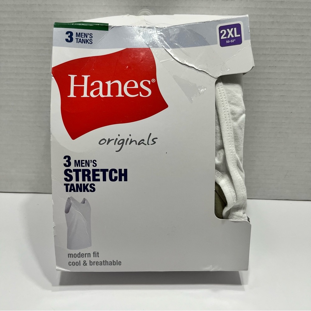 Hanes Originals Men’s Stretch Cotton Tank Tops, 3-Pack, 2XL (50-52)